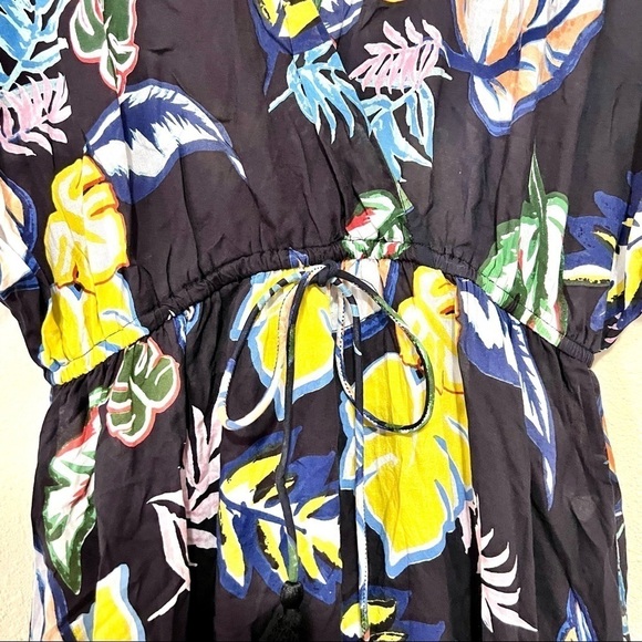 Cooper & Ella Anthro Women's Flowy Navy Tropical print Kaftan maxi dress size S - Picture 4 of 12